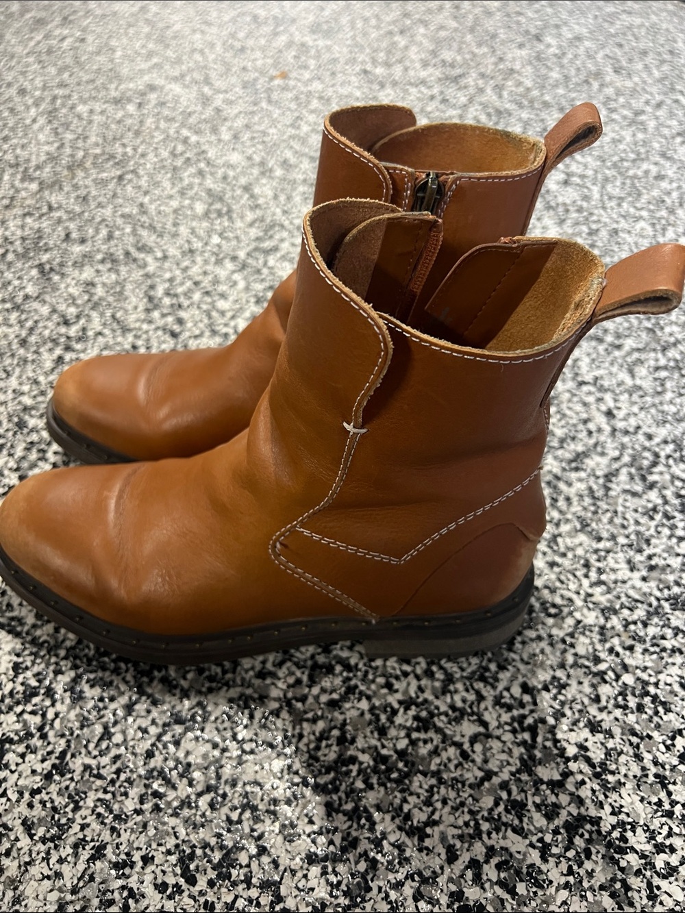 Women  Brown Leather Zip Ankle Boots